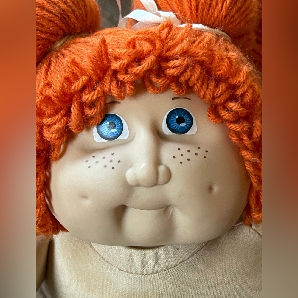 Vintage Cabbage Patch Jesmar Red Double Pony Hair  Blue Eyes & Freckles Doll - Picture 3 of 12